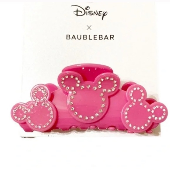 BaubleBar Accessories - NWOT Baublebar x Mickey Mouse hot pink rhinestone claw hair clip